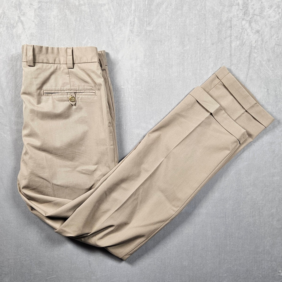 Bill's Khakis Pants Mens 37x32 Tan Cuffed Pleated Trousers Office