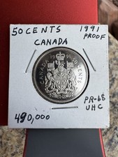 CANADA 1991 PROOF Uncirculated Half Dollar 50 Fifty Cents low mintage