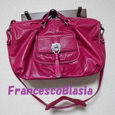 Borsa Boston FRANCESCO BIASIA 2 vie pelle di mucca rosa vintage dal Giappone Y2K