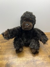 Vintage Dakin Gorilla Plush Stuffed Animal - 10" Realistic Black Brown Ape
