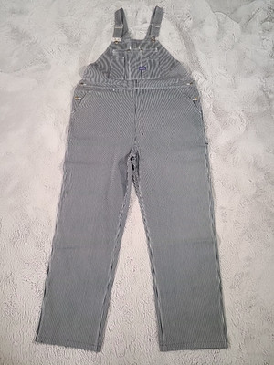 Big Smith Bibs Overalls Mens 46x34 Blue Denim Striped Carpenter Railroad NEW