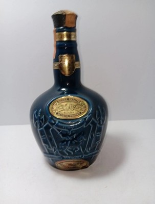 Chivas Royal Salute 21 Year Old Whisky Decanter Spode Blue Ceramic Empty Bottle