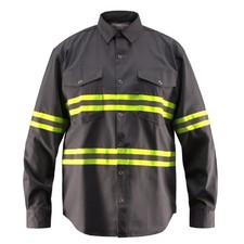 Premium Hi-Vis Reflective Long Sleeve Safety Work Shirt - Large