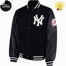 Letterman NY Yankees Varsity Black Jacket with Warm Quilted Lining GIFT FOR HIM.