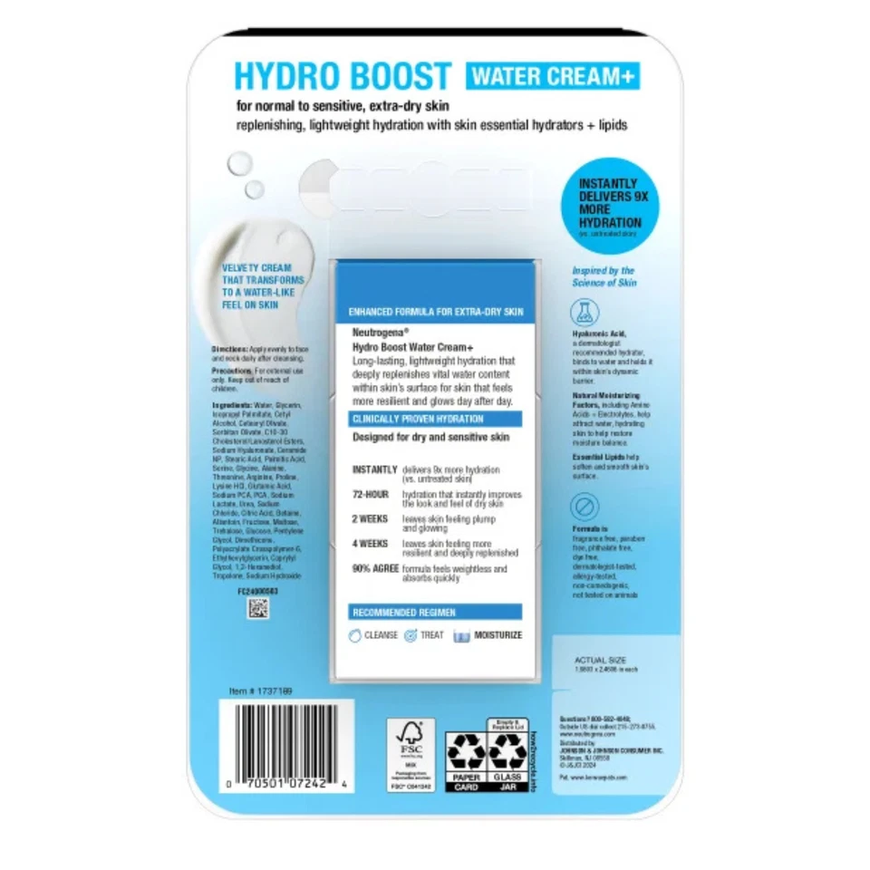 2 Pack  Neutrogena Hydro Boost for Extra Dry Skin Water Cream+ 1.7oz NEW FORMULA - Image 2 of 4
