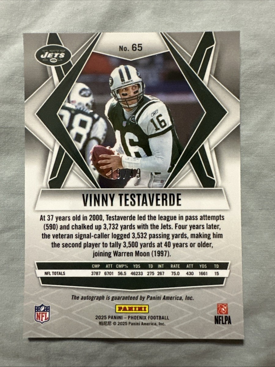 2025 Panini Phoenix Hyper Prizm Auto 19/49 Vinny Testaverde #65
