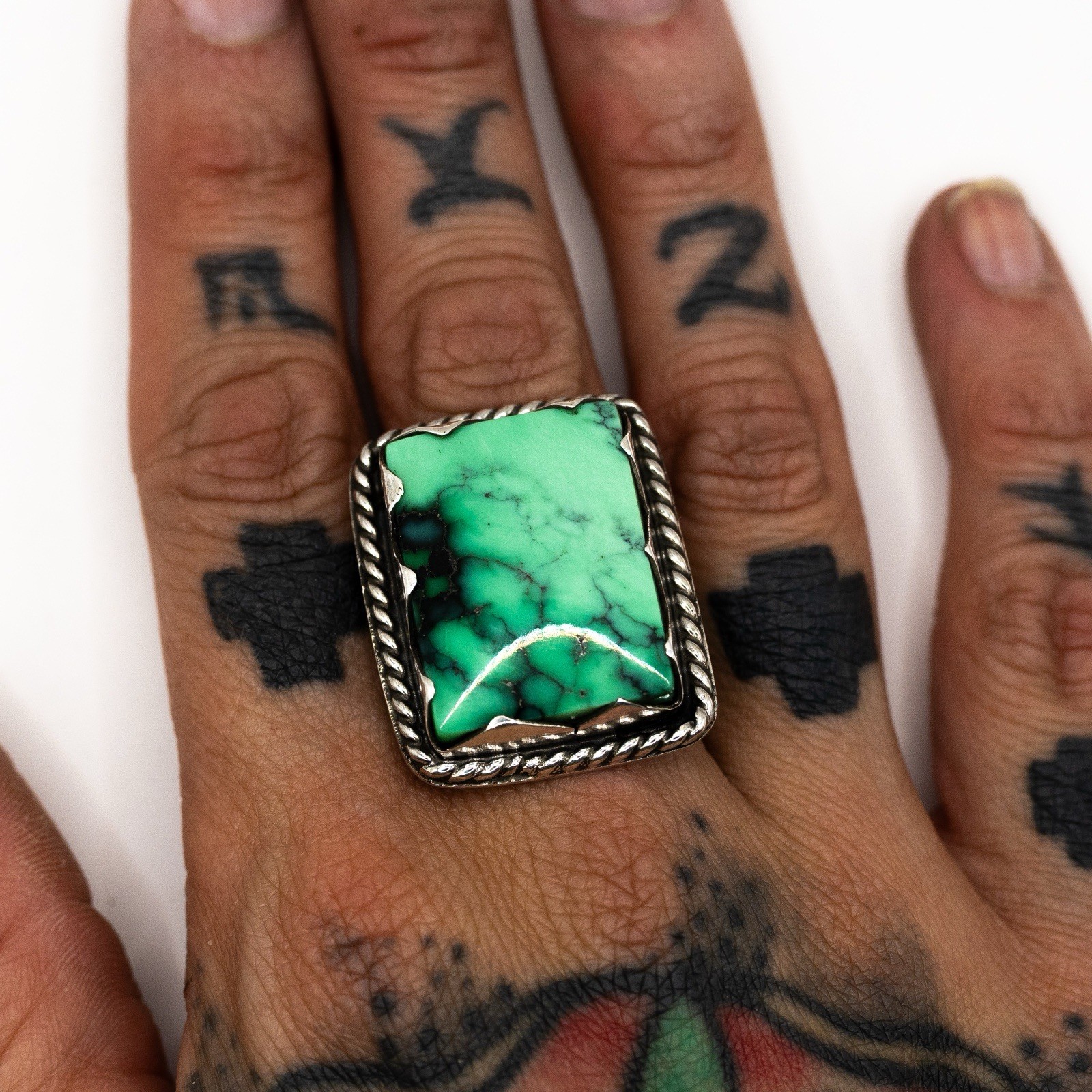 Emerald Rose Size 6 Statement Ring Signed Handcra… - image 12