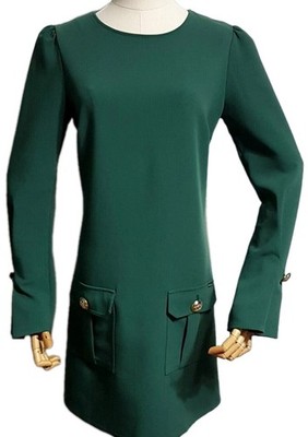 BABYLON Collection Exclusive Stunning Dress Green ,Gold Buttons EU42  S/M  ITALY