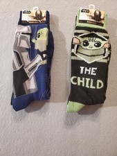 2 Pair Star Wars Mandalorian Baby Yoda Crew Socks "The Child" Size 6-12