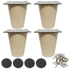 2.5 Inch Wooden Furniture Legs, Solid Wood Cone Shaped Furniture Feet,Table/C...