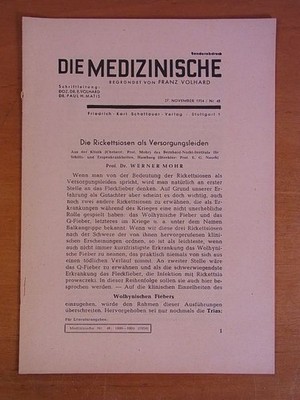 Die Rickettsiosen als Versorgungsleiden. Sonderdruck Mohr, Prof. Dr. Werner (Ber