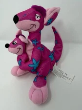 VTG Disneyland It's A Small World Pink Kangaroo With Baby Plush Bean Bag Pink