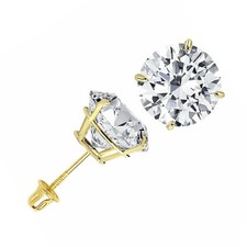 14K Solid Gold CZ Round Solitaire Stud Earrings Men Women 2mm-8mm