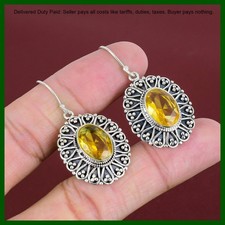 Orecchini unici pendenti citrino naturale ovale argento sterling 925 affare San Valentino