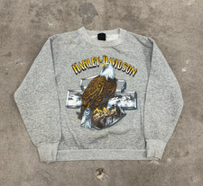 VINTAGE 80s HARLEY DAVIDSON 3D EMBLEM BALD EAGLE SANTA BARBARA CREWNECK SMALL