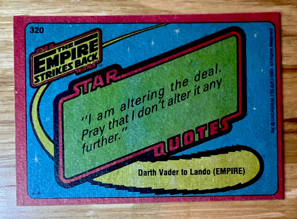 1980 Topps Star Wars Series 3 #320 EMPIRE STRIKES BACK - HE’S STILL ALIVE! EXC! - Image 3 of 3