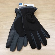 ISOTONER Gloves Mens Large Black Gray Touchscreen Water Repellent Plush Lined