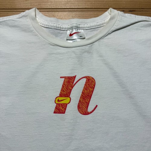 Vintage 90s Nike Script Logo Mini Swoosh Streetwear Graphic T-Shirt USA Made XL by Nike, $34.99 - Photo 2