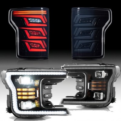 VLAND LED Headlights & Smoked Tail Lights Fit 2018-2019 Ford F-150 XL XLT Lariat