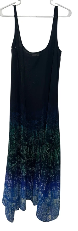 Maxi Vestido Transparente Silence + Noise Para Mujer Talla Pequeña Azul Verde Ombre Sin Mangas Foto 3 de 4