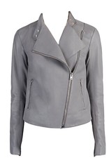Joseph Women's Grey New Alpha Leather Biker Jacket Size F 38 Uk 10 Us 6