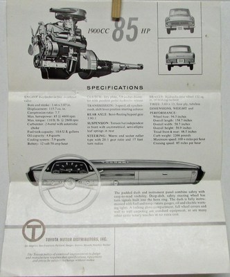 1962 63 64 65 Toyota Tiara 1900 RT 30 L 85 HP 4 Dr Sports Sedan