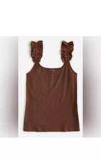 J.Crew henley tank in vintage rib Roasted Cocoa size small NWT