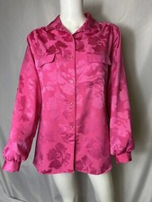 Vintage Lillian Lawrence Pink Button Up Blouse No Tag Pit To Pit 22 Length 28in