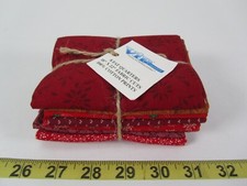 New NOS VIP by Cranston 8 Fat Quarters 18" x 22" Fabric Cuts Cotton Prints Red