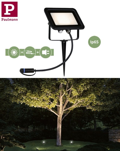 Paulmann Plug & Shine Erdspieß Spot Flood IP65 15,5 Watt 3.000K Warmweiß Schwarz-image