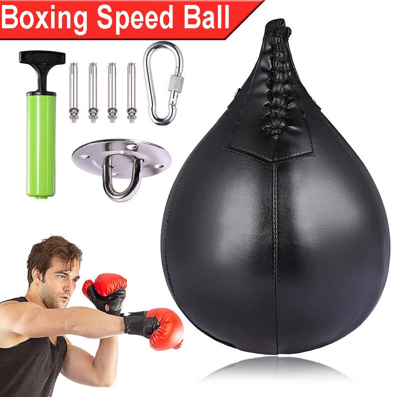 Speed Ball Boxing Leather Muay Thai Training Speed Bag Punching Striking  Bag kit