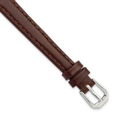 10mm 6.75" Brown Italian Leather Silver-tone Buckle Watch Band