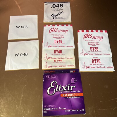 Guitar Strings New old stock lot Of 9. GHS, Elixir And Fender