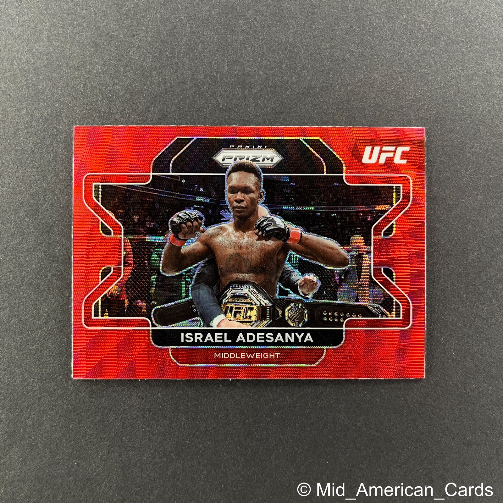 2022 Panini Prizm UFC Israel Adesanya Red Wave Prizm #23 StyleBender