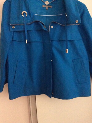 Anne Klein Women Short Spring Jacket, Blue, Lined 3/4 Sleeve, 2 pockets, Size M