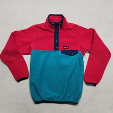 Patagonia Girls Synchilla Pullover Medium 10 Pink Blue Long Sleeve Fleece Youth