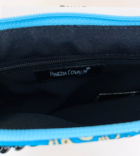 Pineda Covalin Blue Silk Shoulder Handbag Paisley Floral Black Beaded Strap NWT - Picture 15 of 20