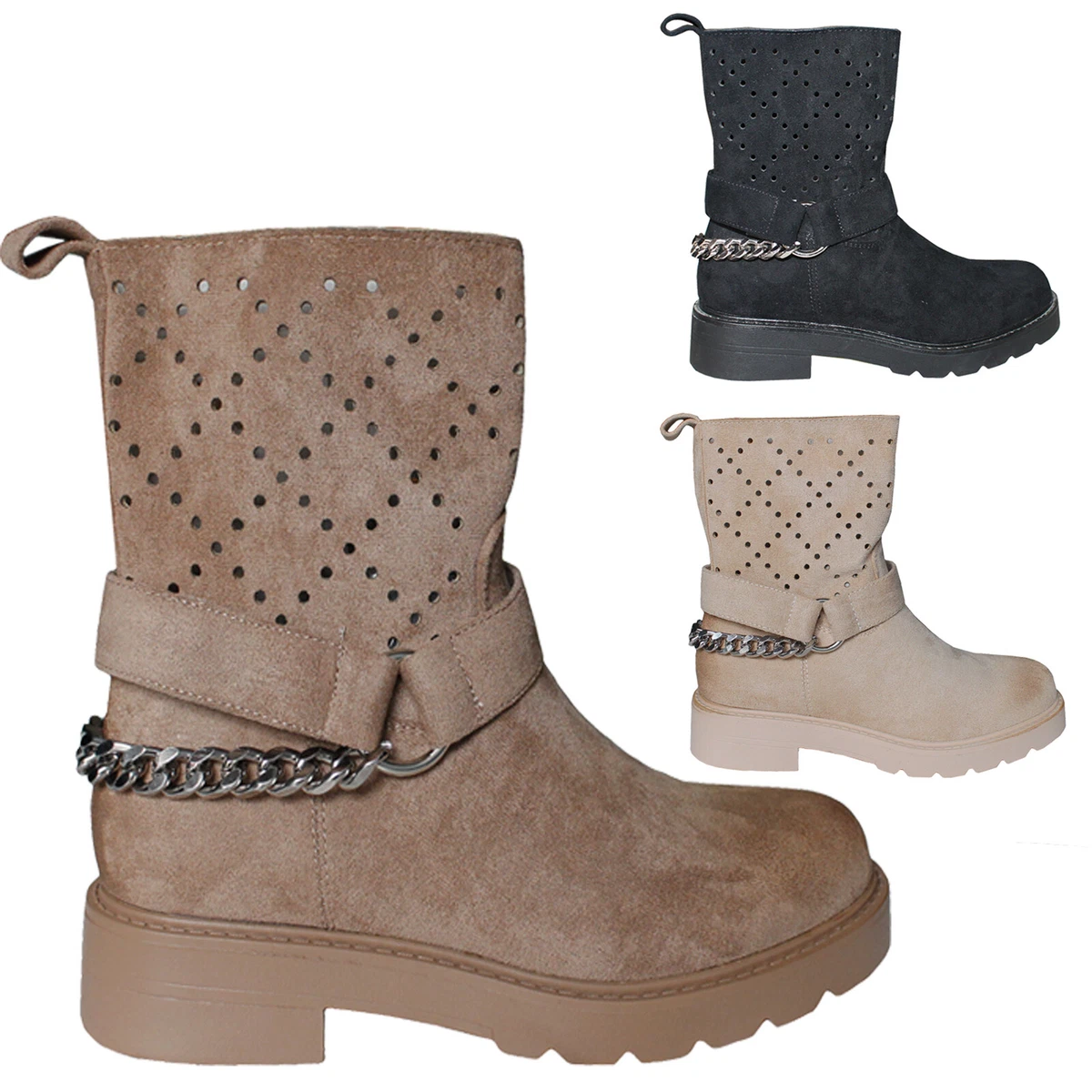Stivali donna estivi stivaletti traforati scarpe comode 7929