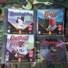 Lot Of 4 PC CD-ROM Sports Sierra Golf Football Baseball Pro 98 EA NHL Hockey 96