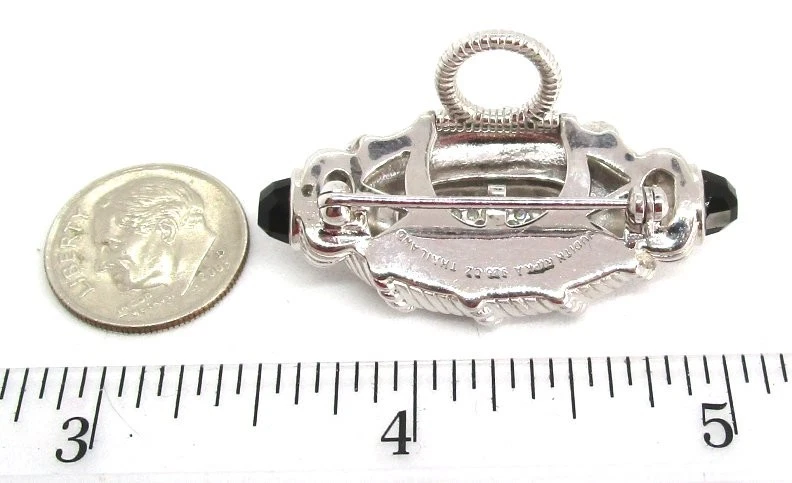 JUDITH RIPKA 925 Sterling Silver CZ and Onyx Pin / Pendant  lot 32a1 - Image 3 of 4