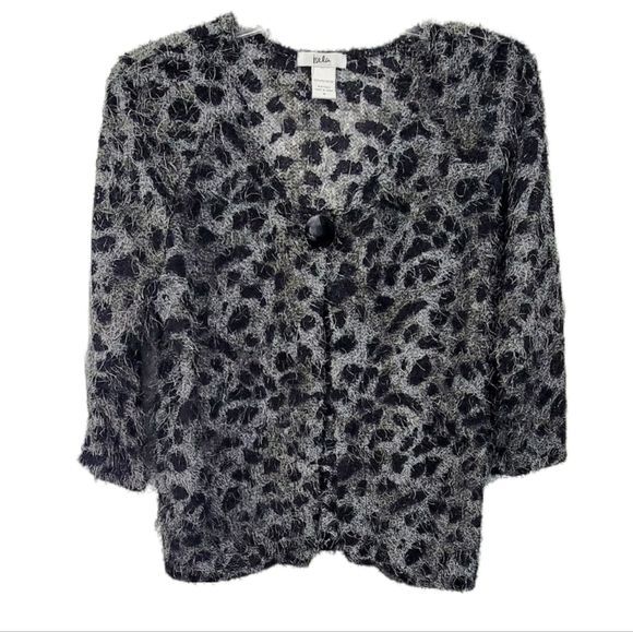 Isela Open One Button Front Long Sleeve Eyelash Cardigan Size M