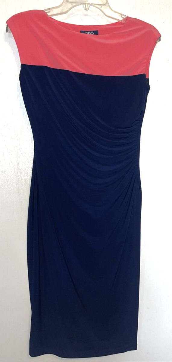 chaps blue dress Chaps Black and Blue Floral Print Dress – Eternal Life Consignment main image 0