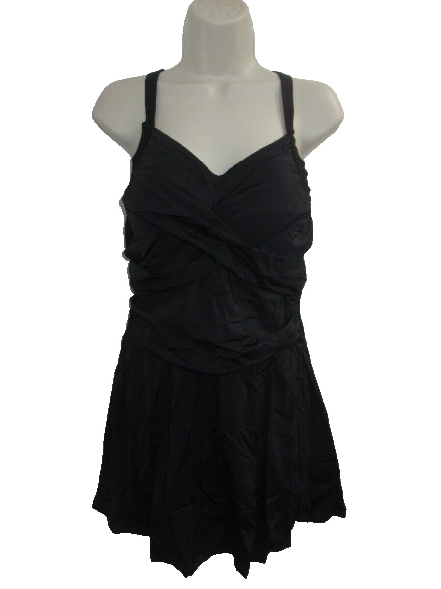 D & co Swimsuit Swim Dress 1-Piece Black US Size  14 New