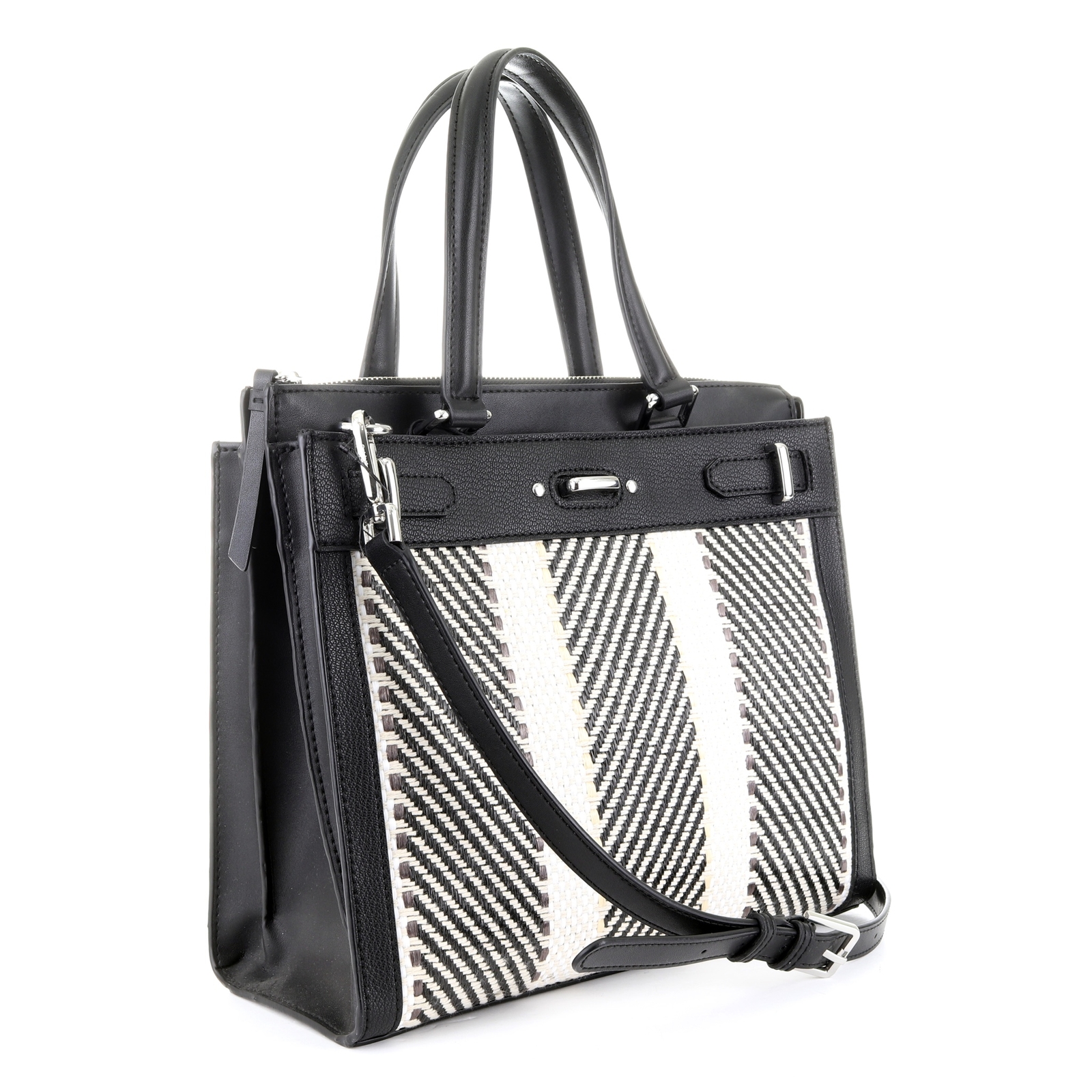 Calvin Klein Raffia Roxy Tote / Shoulder / Hand Bag / Purse $248, Black ...