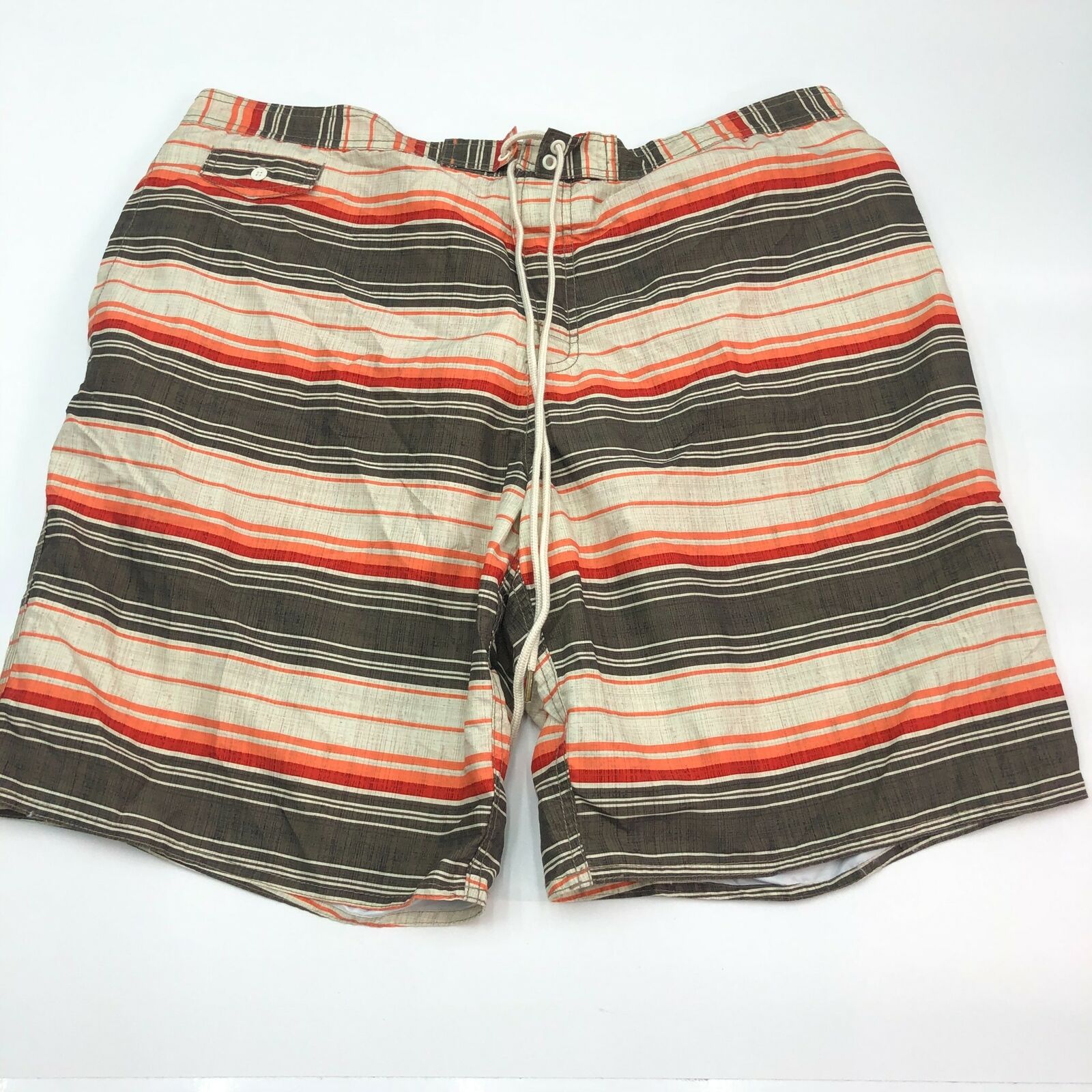 St. John's Bay Swim Brand new Trunks Mens 2XL XXL Lined Lace Orange Our shop most popular Tie Striped Mesh Brown