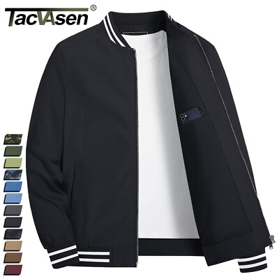 Men's Thin Bomber Jacket Spring Fall Sportswear Casual Full-Zip Baseball Coat US