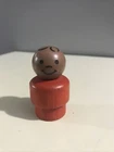 Vtg Fisher Price Wooden Little People African American Boy Red Body
