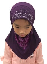 2-6Y Kids Girls Hijab Amira Turban Head Cover Prayer Headscarf Islamic Headwrap