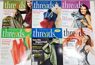 6 Issues THREADS Sewing Magazines Complete Year 2006 Numbers 122 - 127