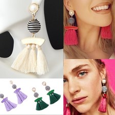 Multi-Tassel Statement Earrings with Faux Pearl Accent